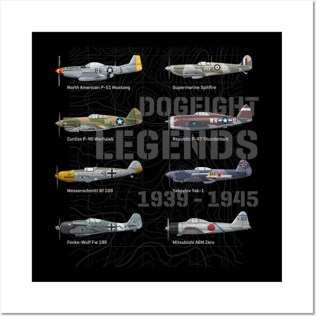 Fighterplanes of world war 2 dogfight legends warbirds Wall Art by Vae Victis